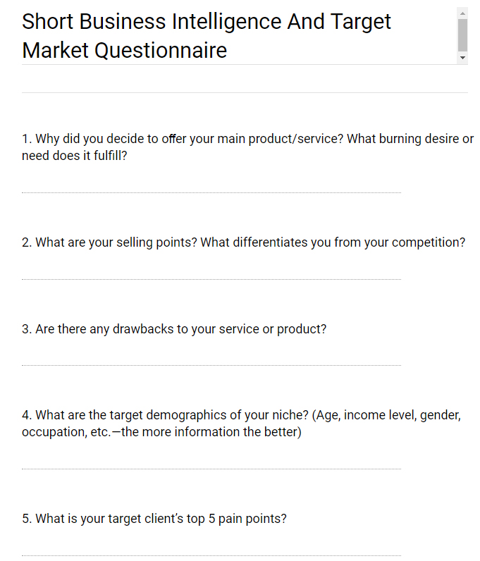 target market research questions