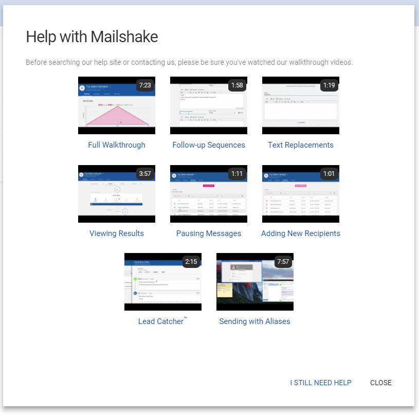 Mailshake help