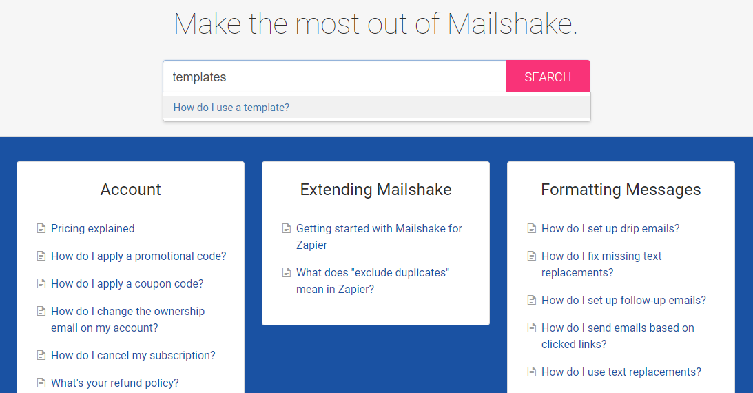 Mailshake knowledge base