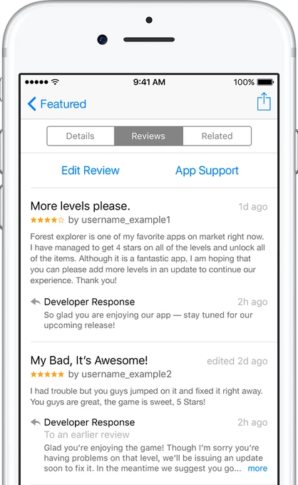 app feedback and reviews