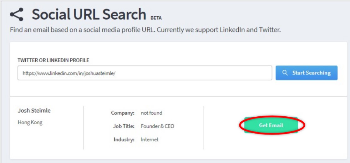 Find That Lead Social URL Search
