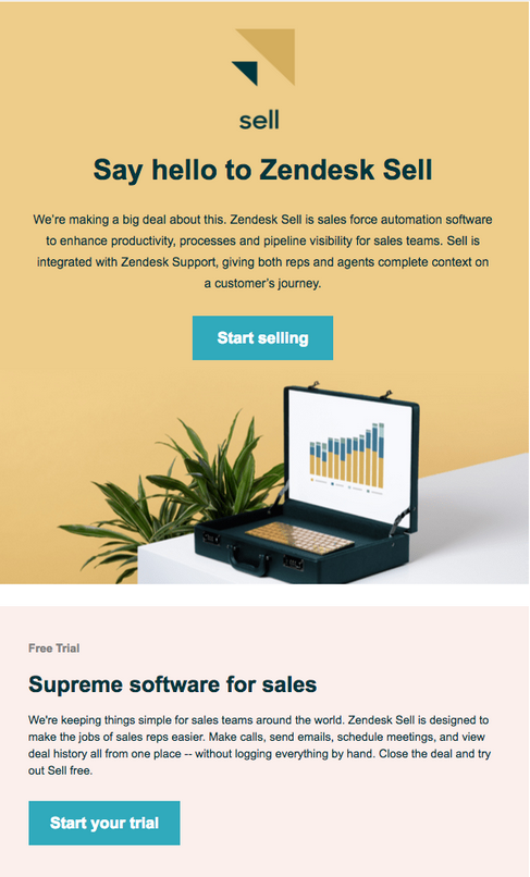 Zendesk call to action example