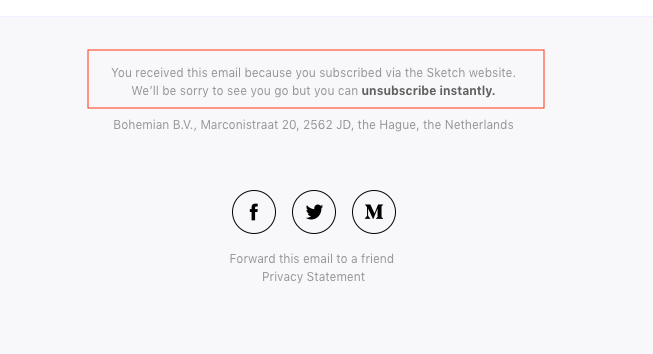 unsubscribe notification example