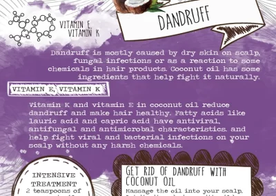 Infographic showing the benefits of coconut oil for your hair.